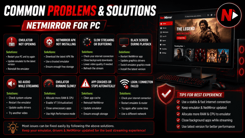Common Problems & Solutions NetMirror PC